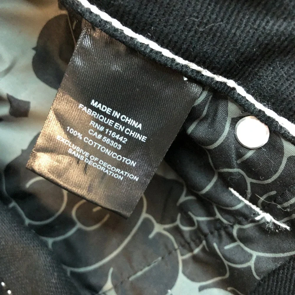 Empyre Black Pants Mens 34x30 Relaxed Skater Grunge Y2K Embroidered Graffiti Cat